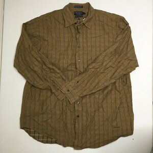 Daniel Cremieux Mens Button Up Long Sleeved Striped Shirt Brown Beige Size XL